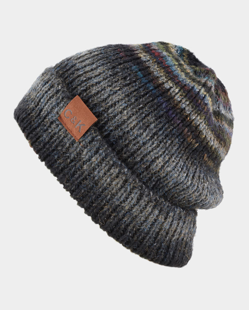 Acrylic Knit Beanie & Scarf Set – 100% Acrylic, Triple-Stripe Knit Design