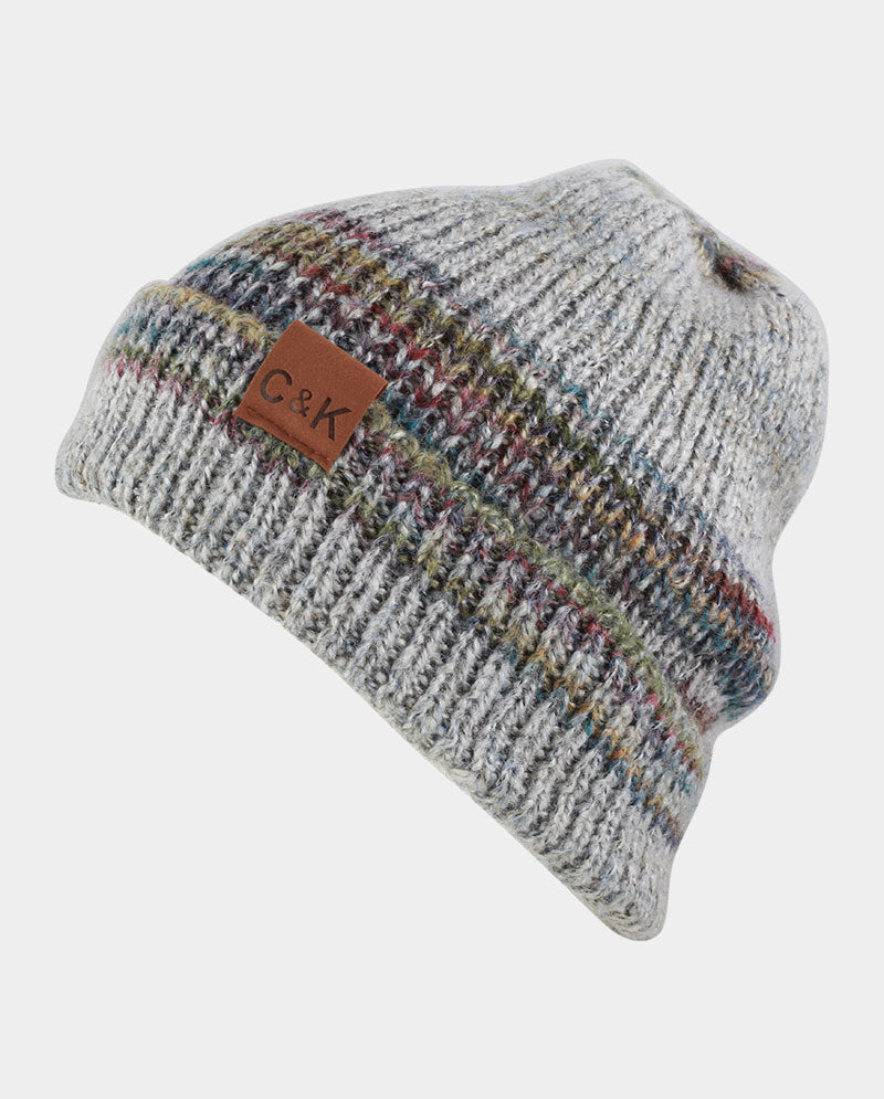 Acrylic Knit Beanie & Scarf Set – 100% Acrylic, Triple-Stripe Knit Design