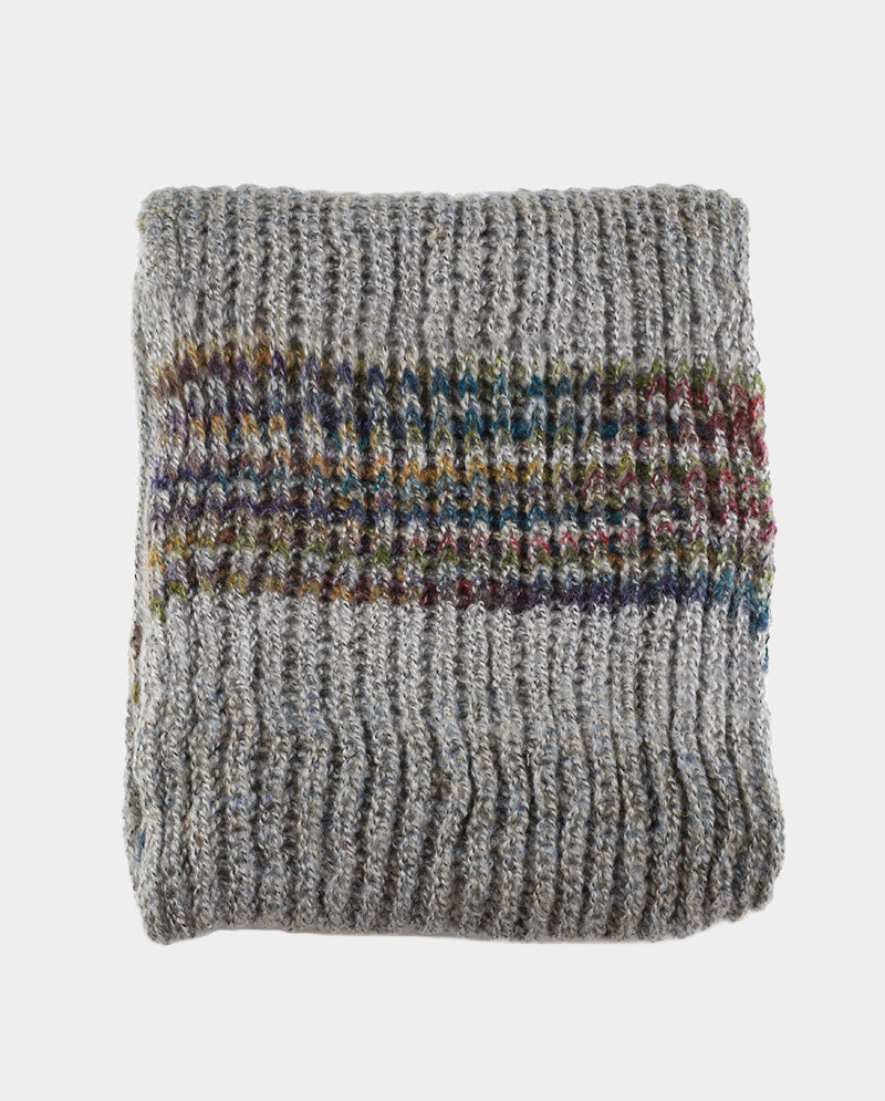 Acrylic Knit Beanie & Scarf Set – 100% Acrylic, Triple-Stripe Knit Design