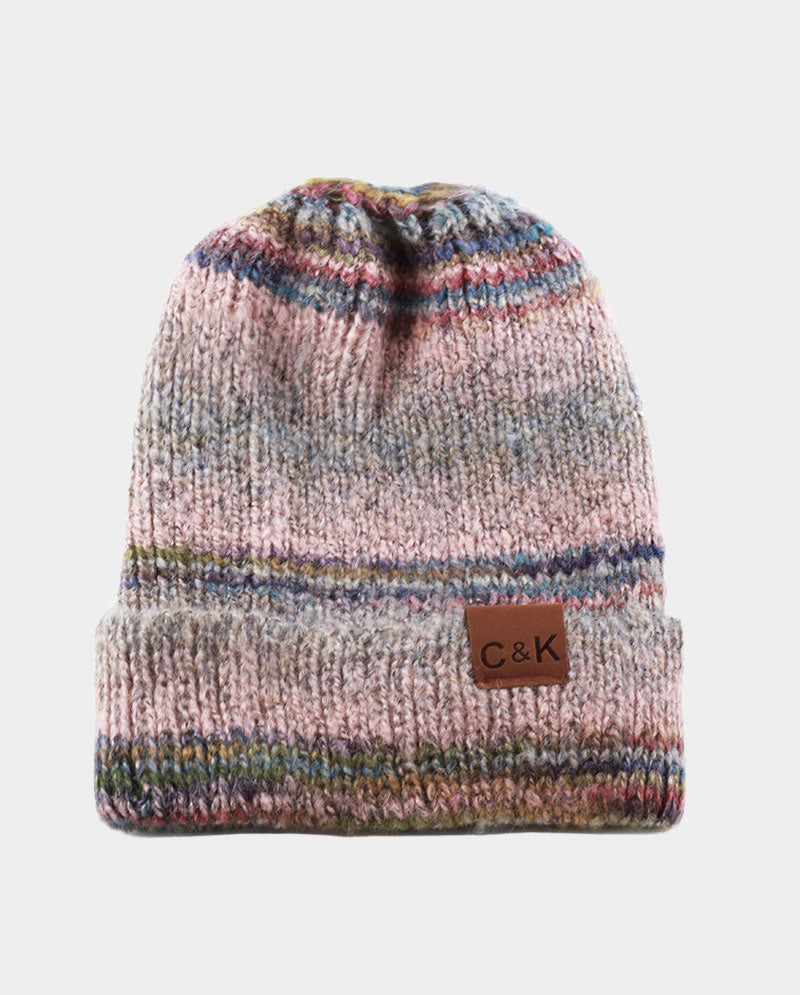 Acrylic Knit Beanie & Scarf Set – 100% Acrylic, Triple-Stripe Knit Design