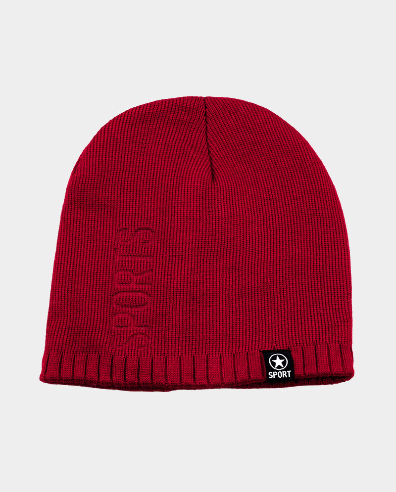 Short Acrylic Knit Beanie – 100% Acrylic with Embossed “SPORT”