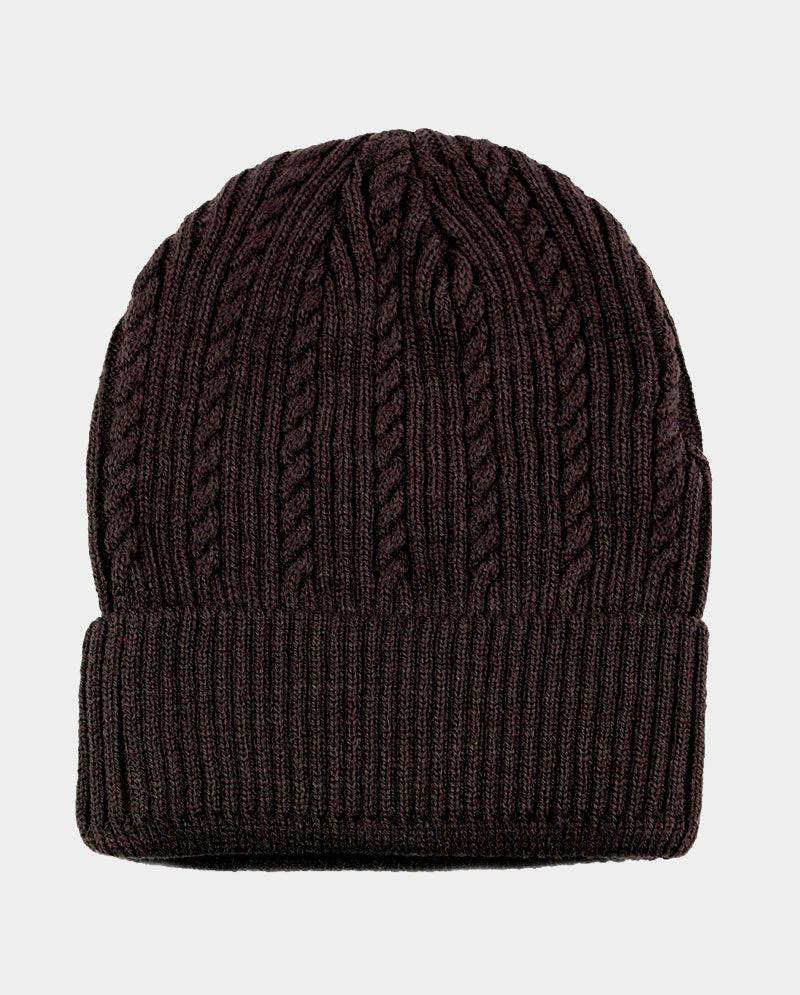 Cable Knit Cuffed Basic Beanie and Beanie with Line Stripe