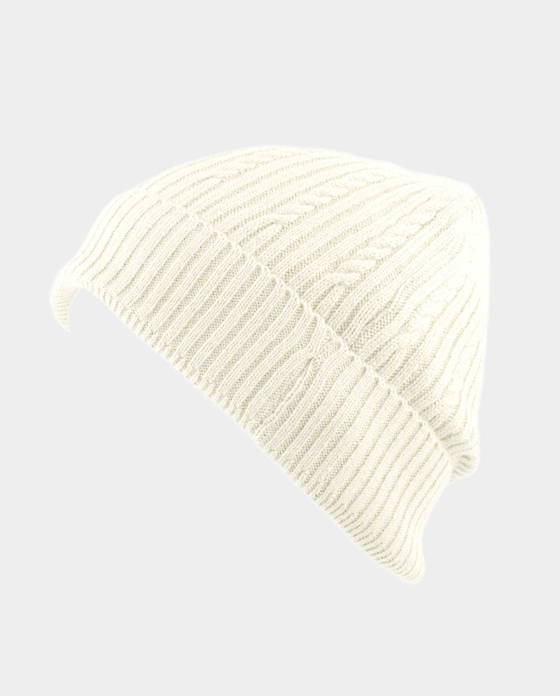 Cable Knit Cuffed Basic Beanie and Beanie with Line Stripe