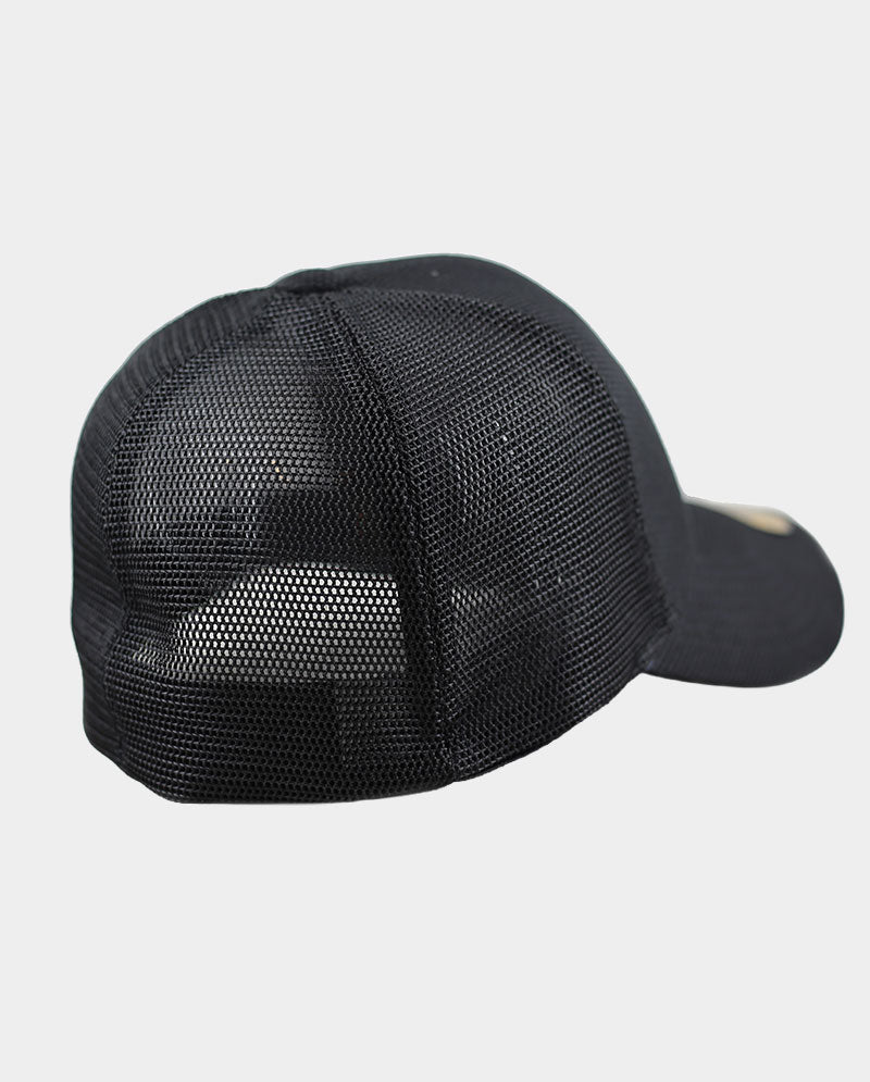 Mesh Trucker Cap – 100% Polyester with Raised Gold and Silver Flag Patch