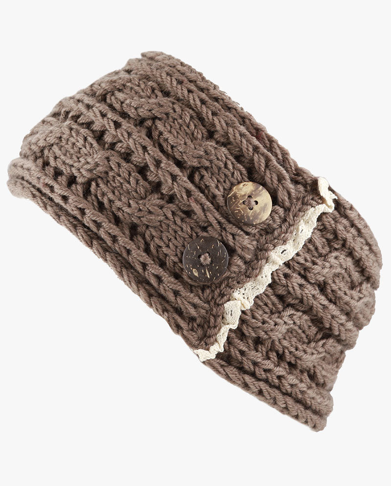 Women's Winter Knit Headband - Soft Ribbed Ear Warmer with Beaded Flower Detail, Stylish Cold Weather Hairband for Women