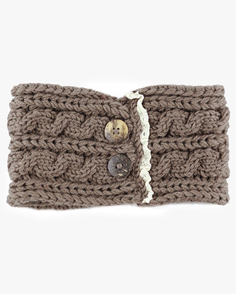 Women's Winter Knit Headband - Soft Ribbed Ear Warmer with Beaded Flower Detail, Stylish Cold Weather Hairband for Women