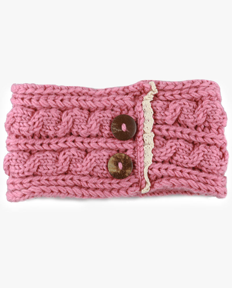 Women's Winter Knit Headband - Soft Ribbed Ear Warmer with Beaded Flower Detail, Stylish Cold Weather Hairband for Women