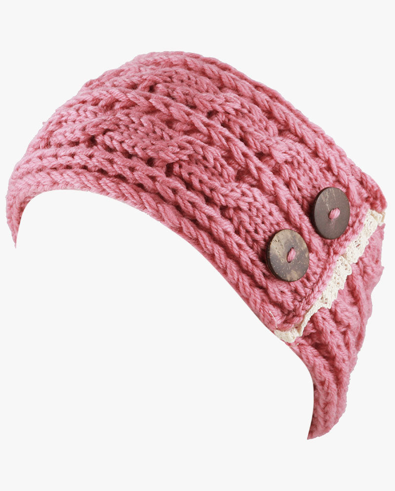 Women's Winter Knit Headband - Soft Ribbed Ear Warmer with Beaded Flower Detail, Stylish Cold Weather Hairband for Women