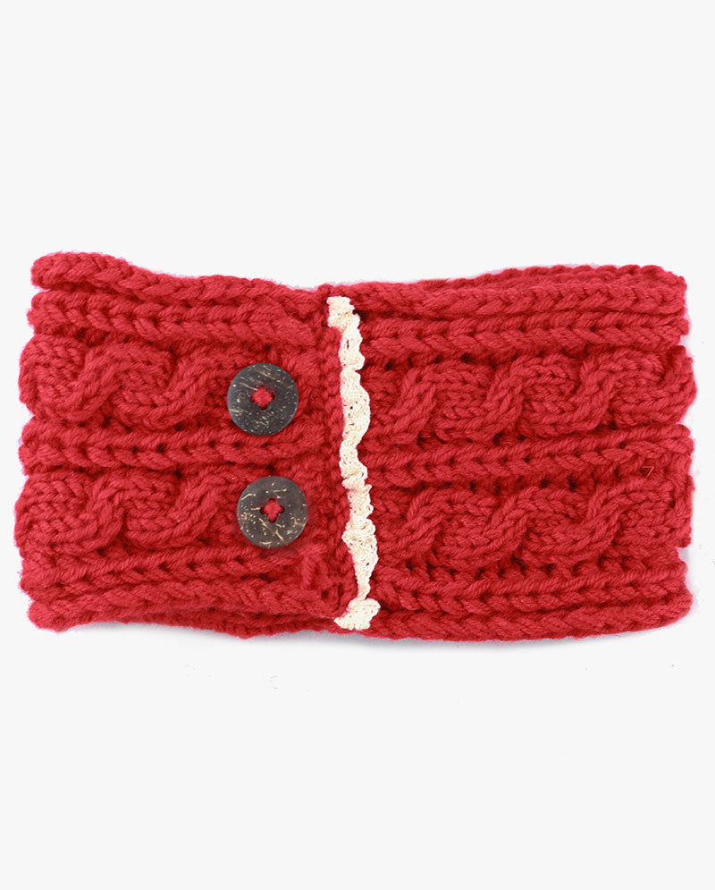 Women's Winter Knit Headband - Soft Ribbed Ear Warmer with Beaded Flower Detail, Stylish Cold Weather Hairband for Women
