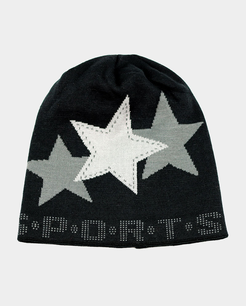 Winter Star Knit Beanie – Plush Lined Acrylic Hat