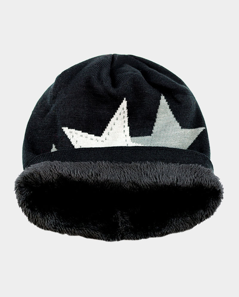 Winter Star Knit Beanie – Plush Lined Acrylic Hat