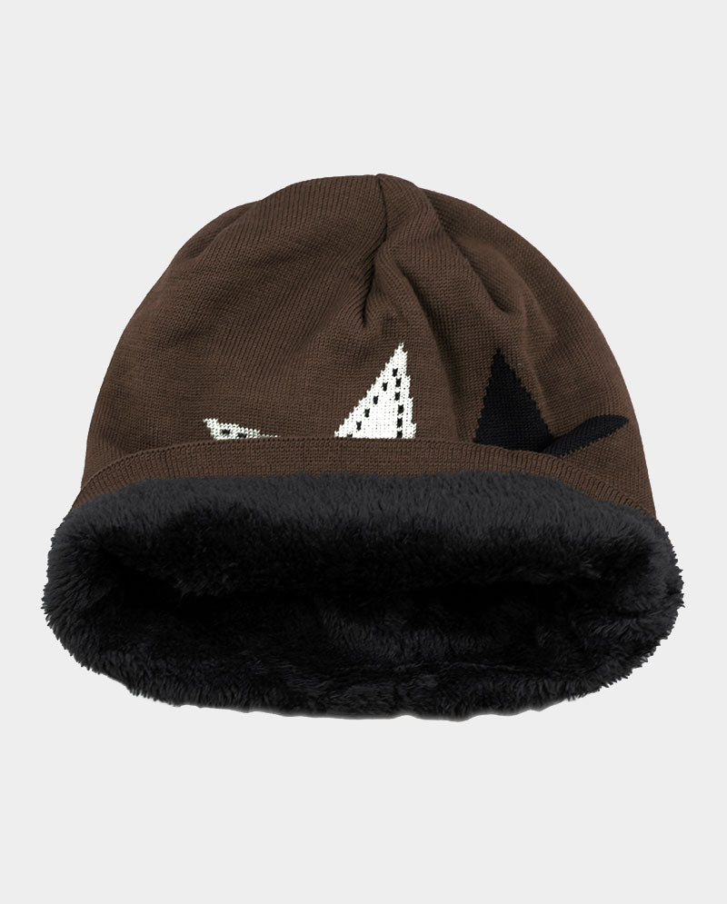 Winter Star Knit Beanie – Plush Lined Acrylic Hat