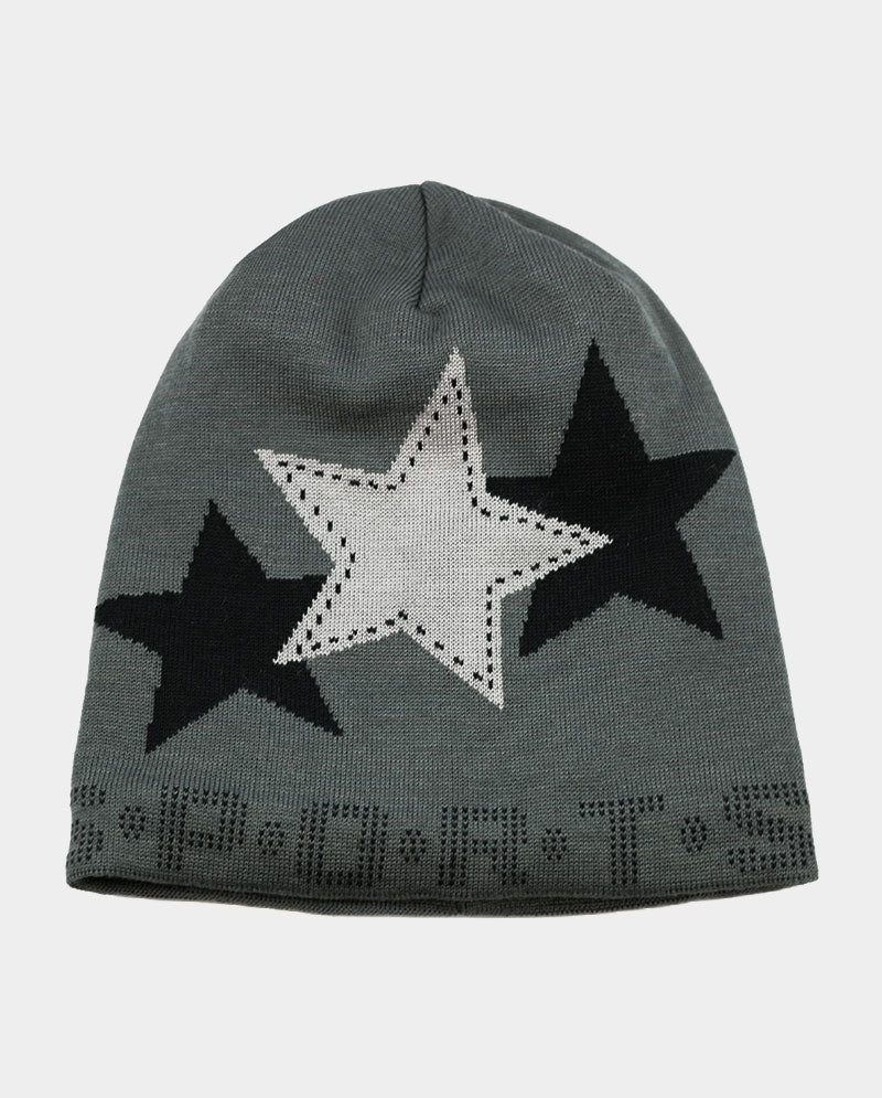 Winter Star Knit Beanie – Plush Lined Acrylic Hat