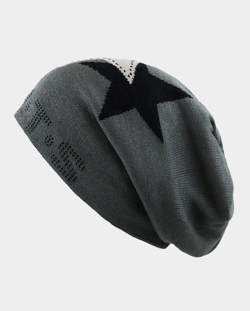 Winter Star Knit Beanie – Plush Lined Acrylic Hat