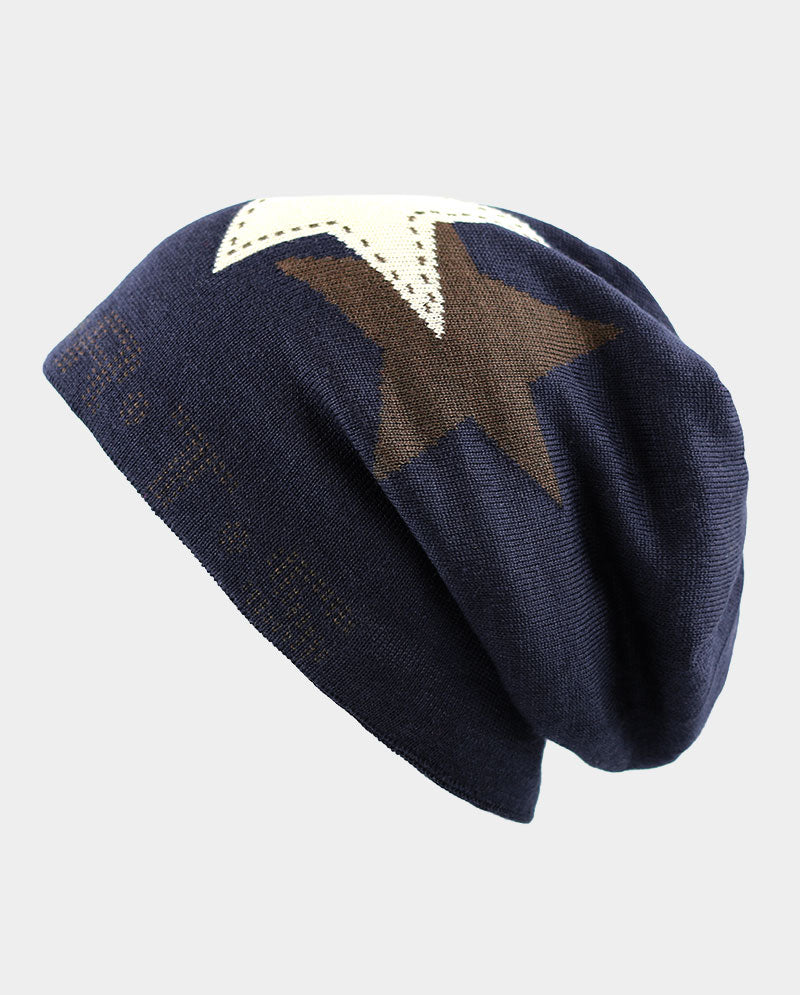 Winter Star Knit Beanie – Plush Lined Acrylic Hat