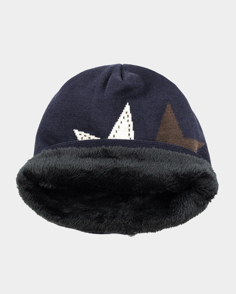 Winter Star Knit Beanie – Plush Lined Acrylic Hat