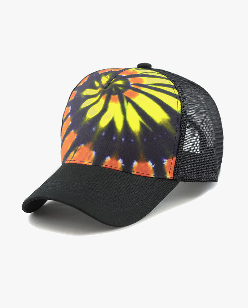 Tie Dye Print Mesh Back Snapback Trucker Cap