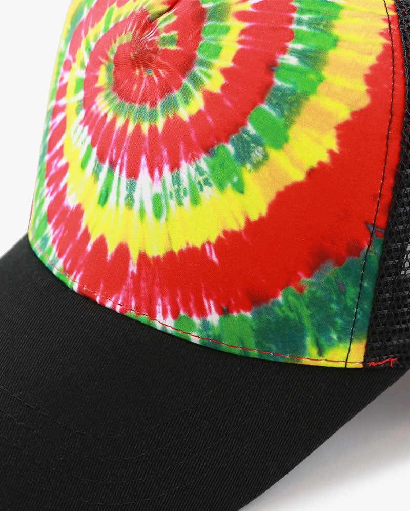 Tie Dye Print Mesh Back Snapback Trucker Cap