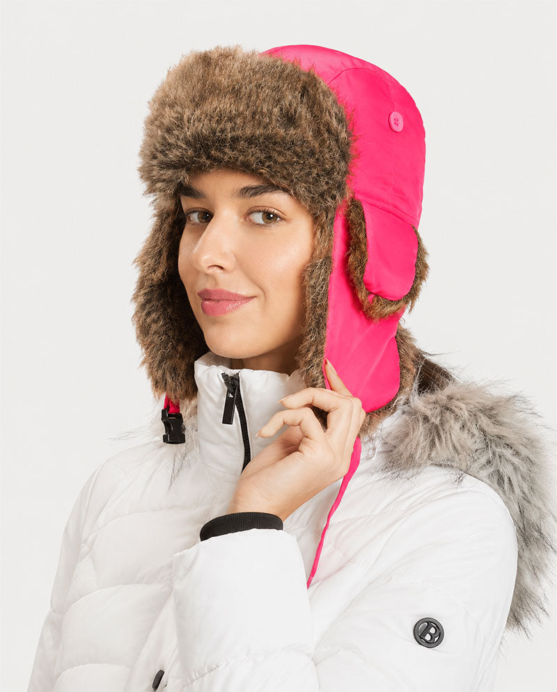 The Hat Depot - Plain Faux Fur Aviator Trapper