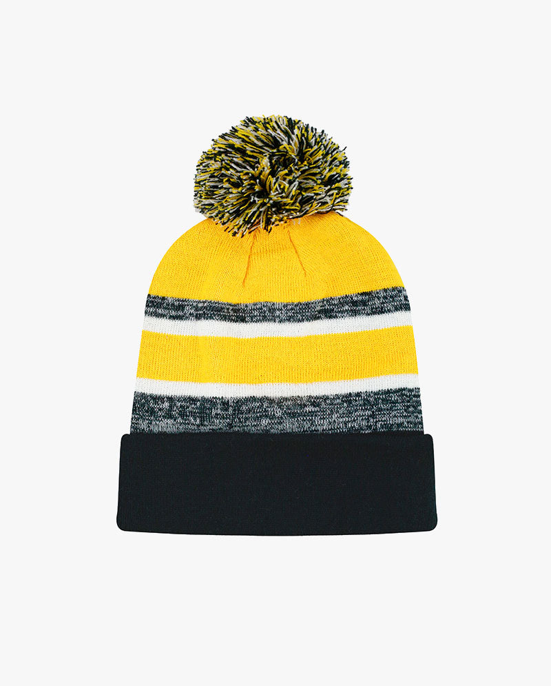 The Hat Depot Kids - Cuffed Pom Pom Stripe Knit Slouch Beanie