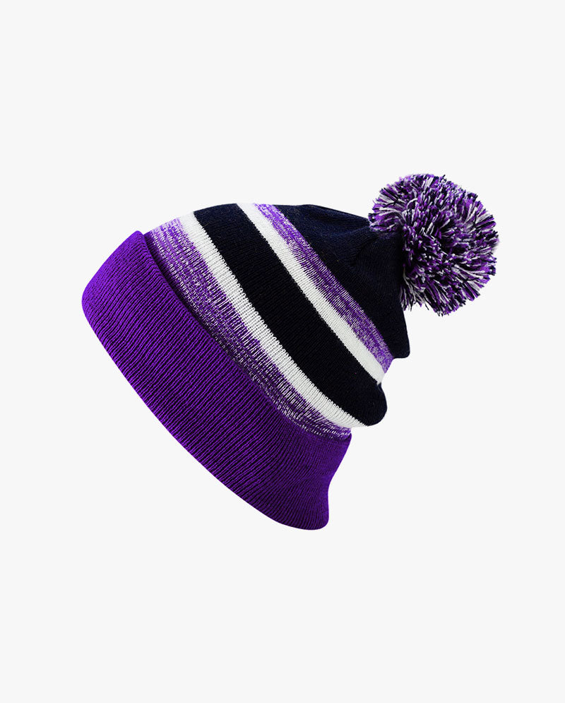 Knitted Hat Black And Purple Beanie Satin Lined Winter Hat The Hat