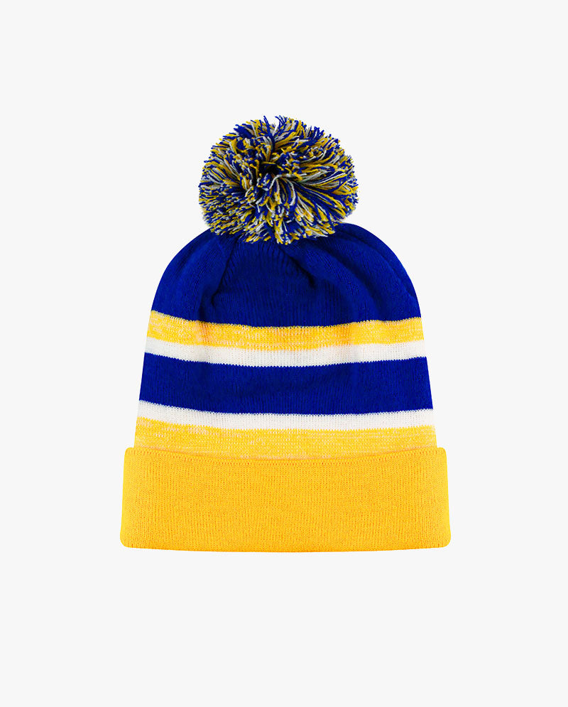 The Hat Depot Kids - Cuffed Pom Pom Stripe Knit Slouch Beanie