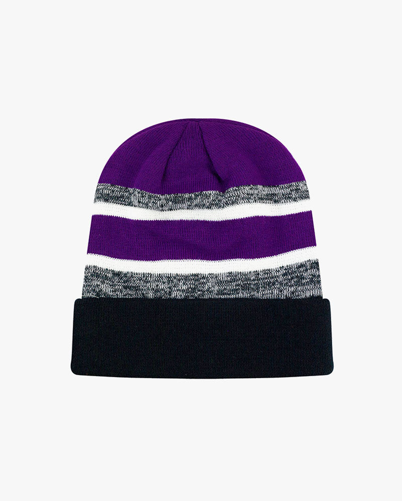 The Hat Depot - Cuffed Stripe Knit Slouch Beanie