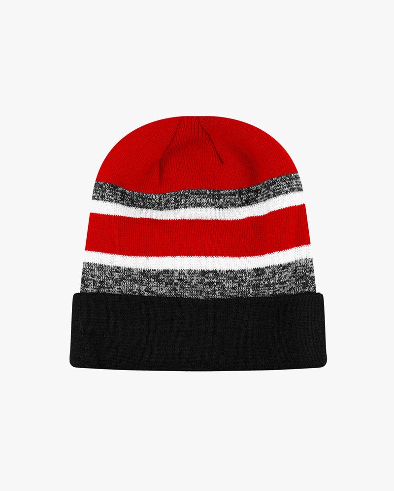 The Hat Depot - Cuffed Stripe Knit Slouch Beanie