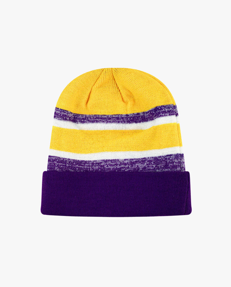 The Hat Depot - Cuffed Stripe Knit Slouch Beanie