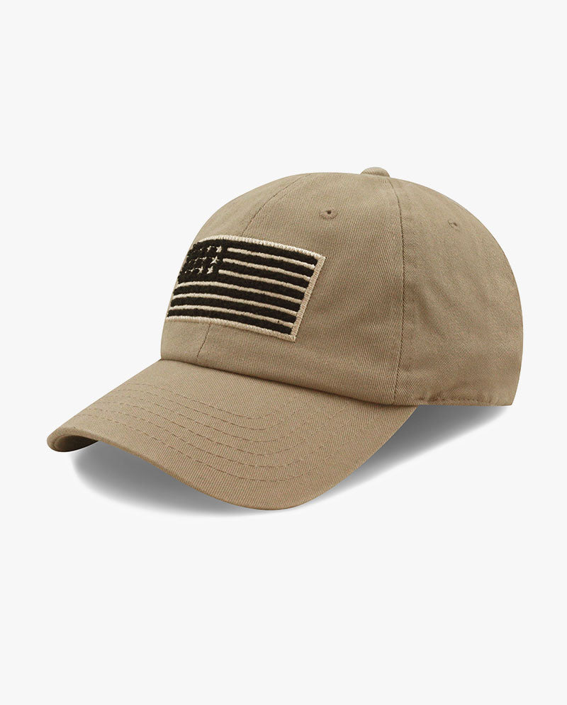 S73 - USA Flag Cap - Relaxed Ripstop - Cotton - Black 