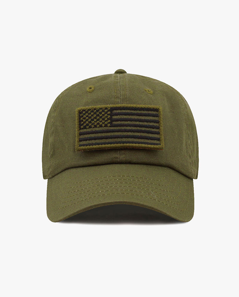 The Hat Depot - Cotton Low Profile USA flag Patch Baseball Cap