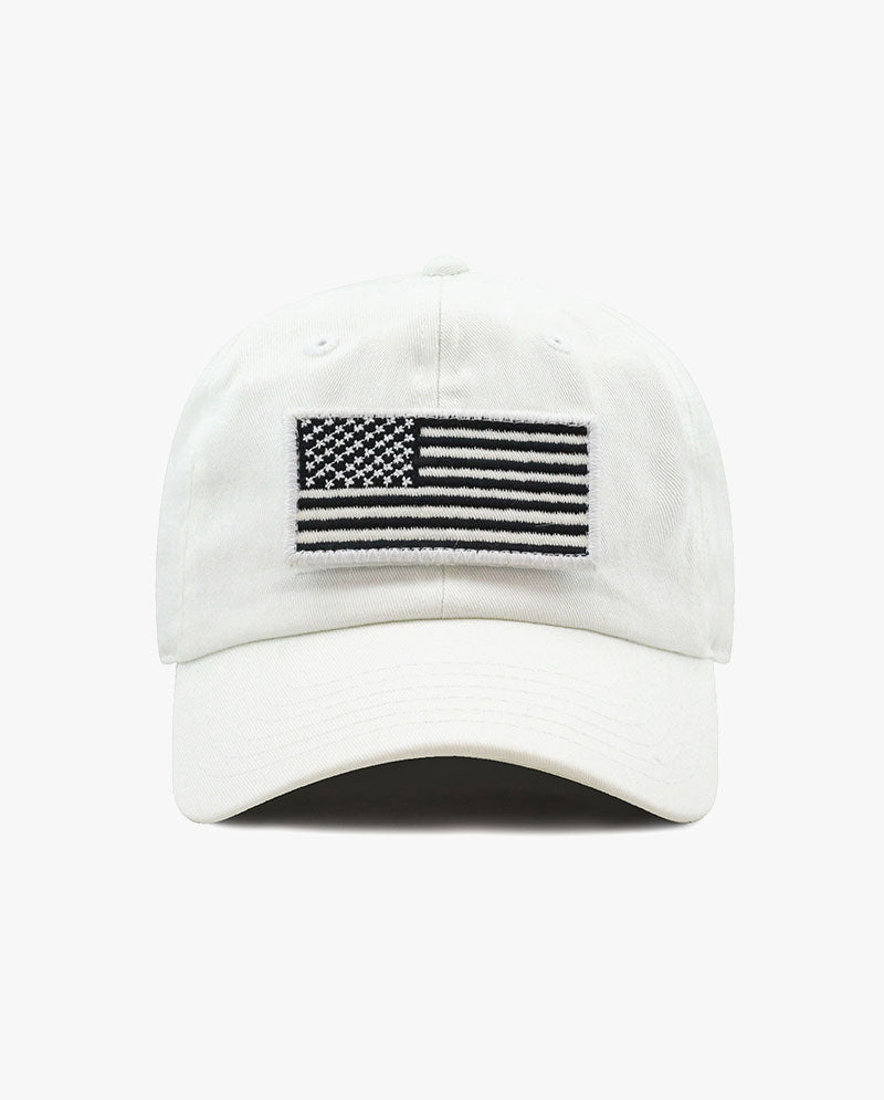 The Hat Depot - Cotton Low Profile USA flag Patch Baseball Cap