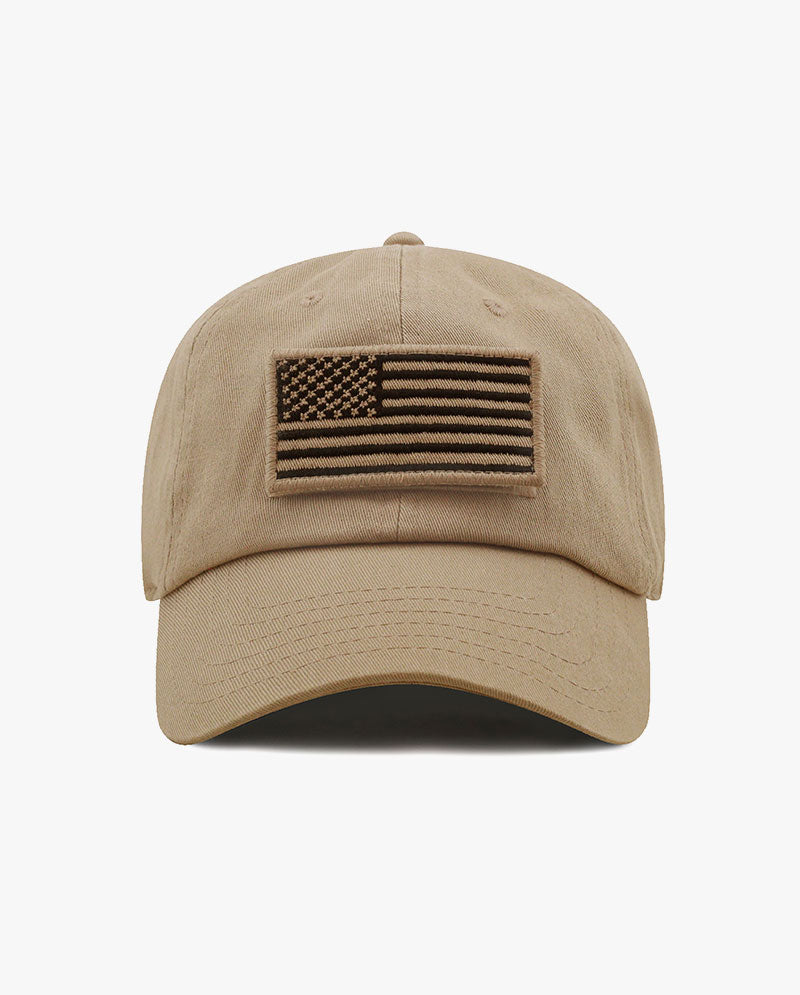 The Hat Depot - Cotton Low Profile USA flag Patch Baseball Cap