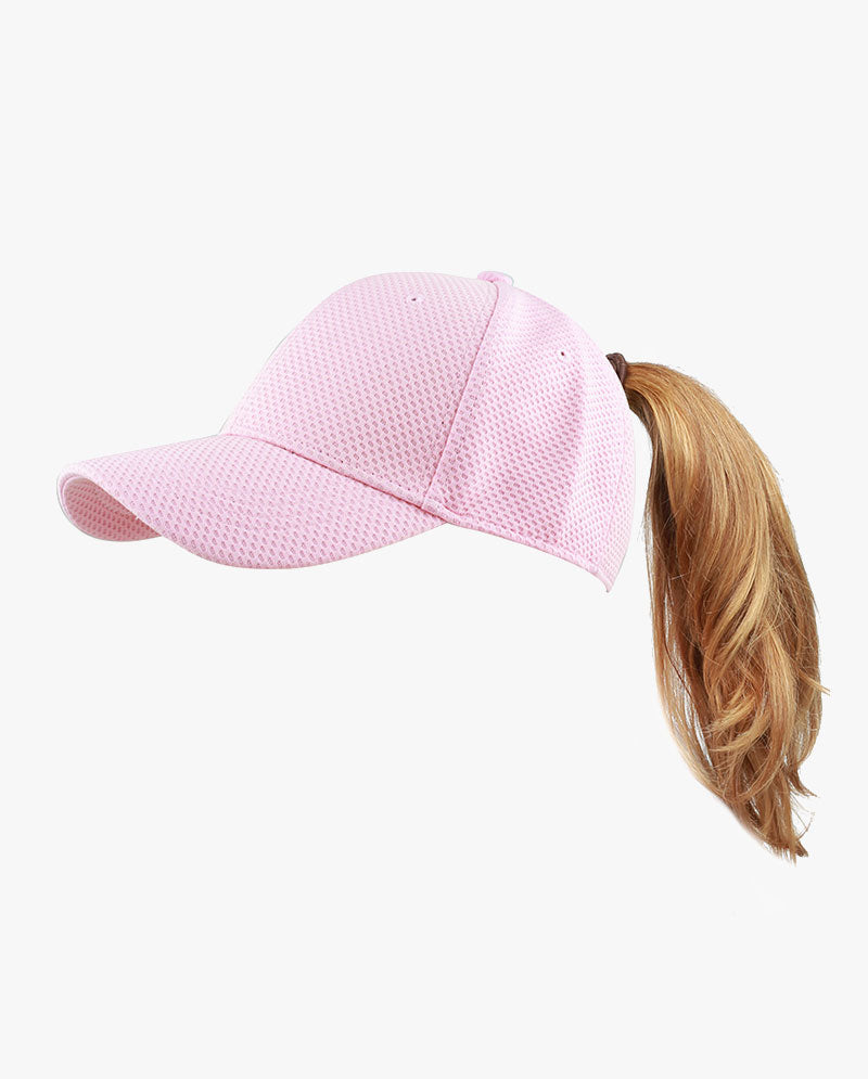 The Hat Depot - Women's Stretch Mesh Ponytail fitted baseball Cap