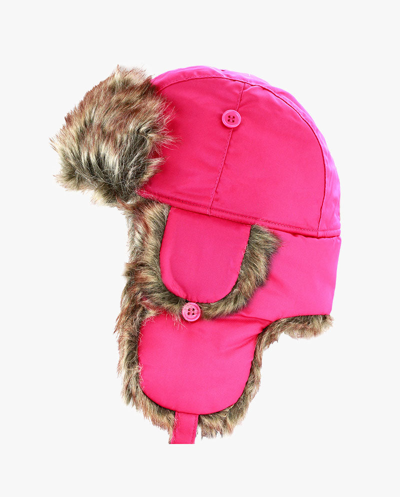 The Hat Depot - Plain Faux Fur Aviator Trapper