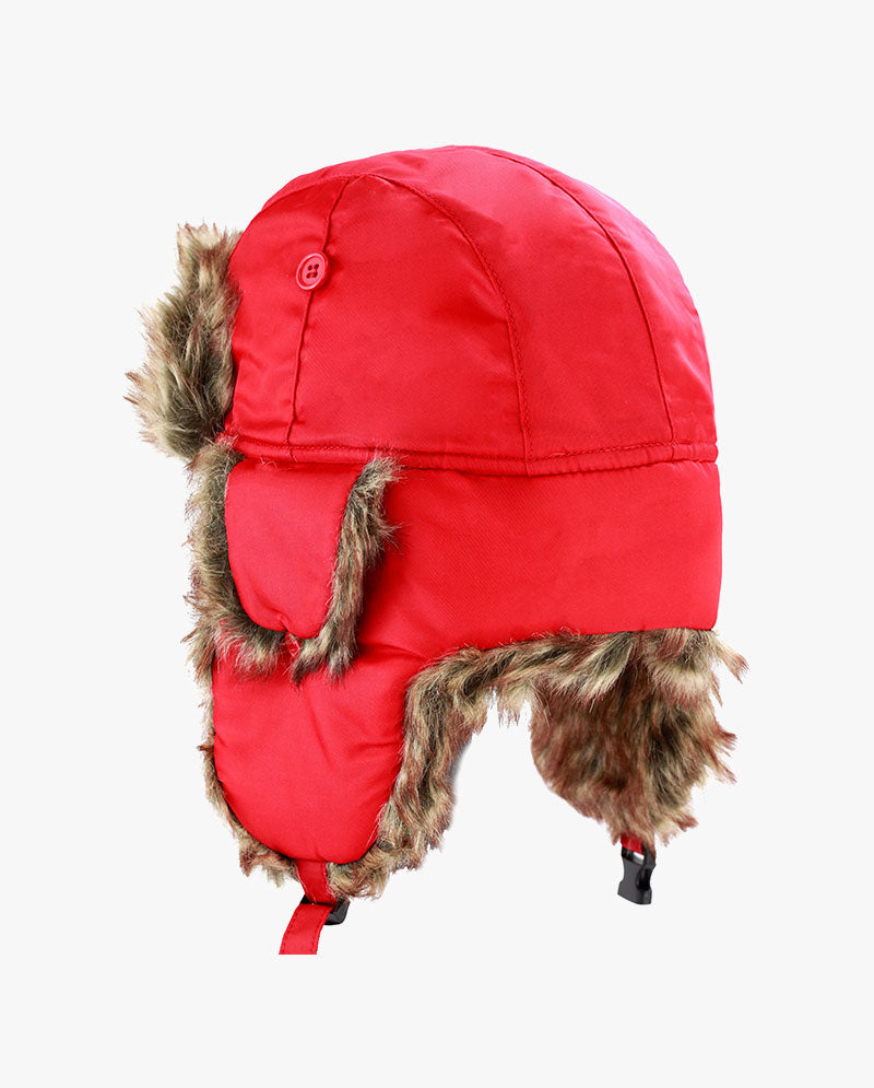 The Hat Depot - Plain Faux Fur Aviator Trapper