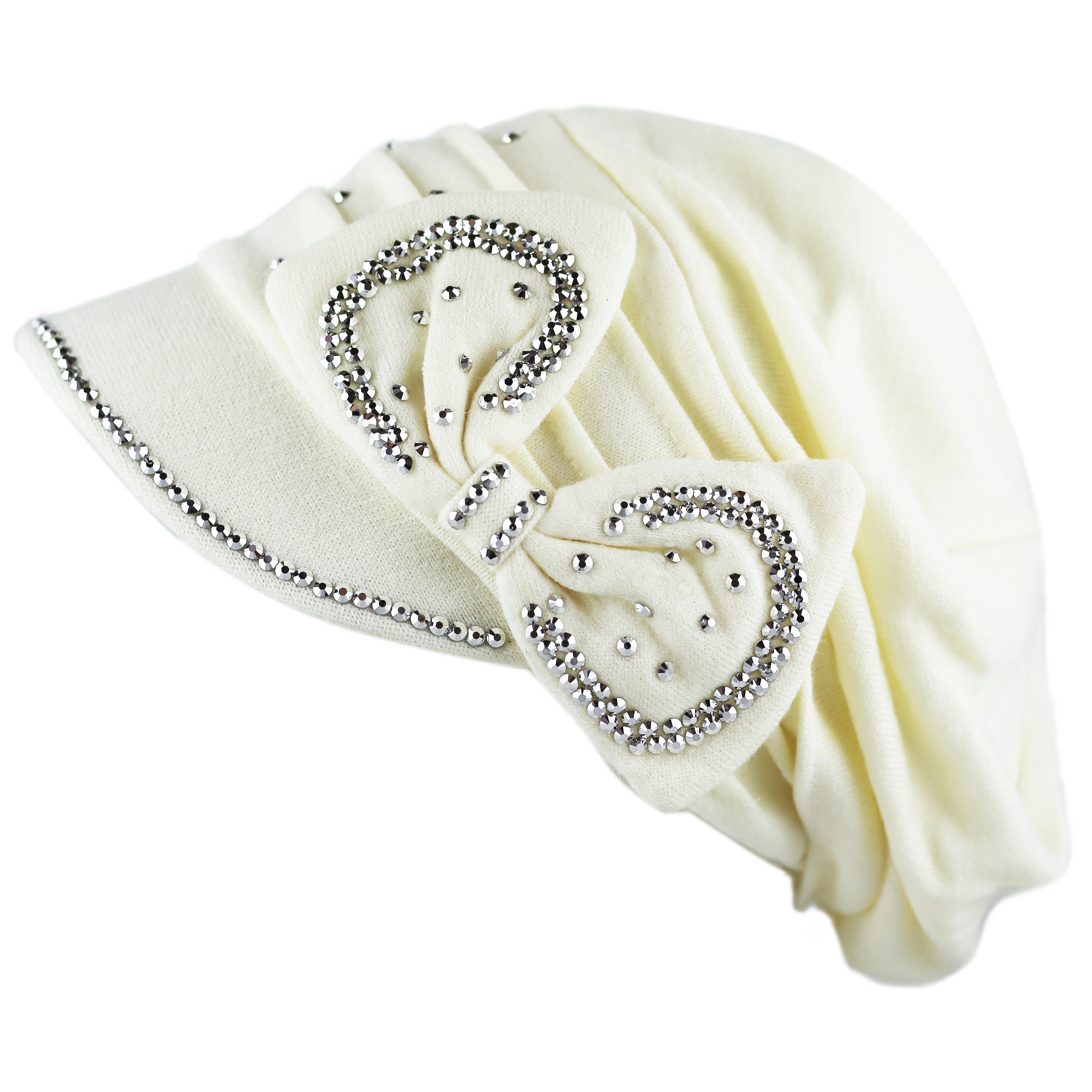 The Hat Depot - Handmade Rhinestone Slouch Visor Beanie