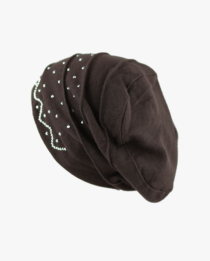 The Hat Depot - Handmade Ribbon Baggy Fleece Lined Slouch Beanie Hat