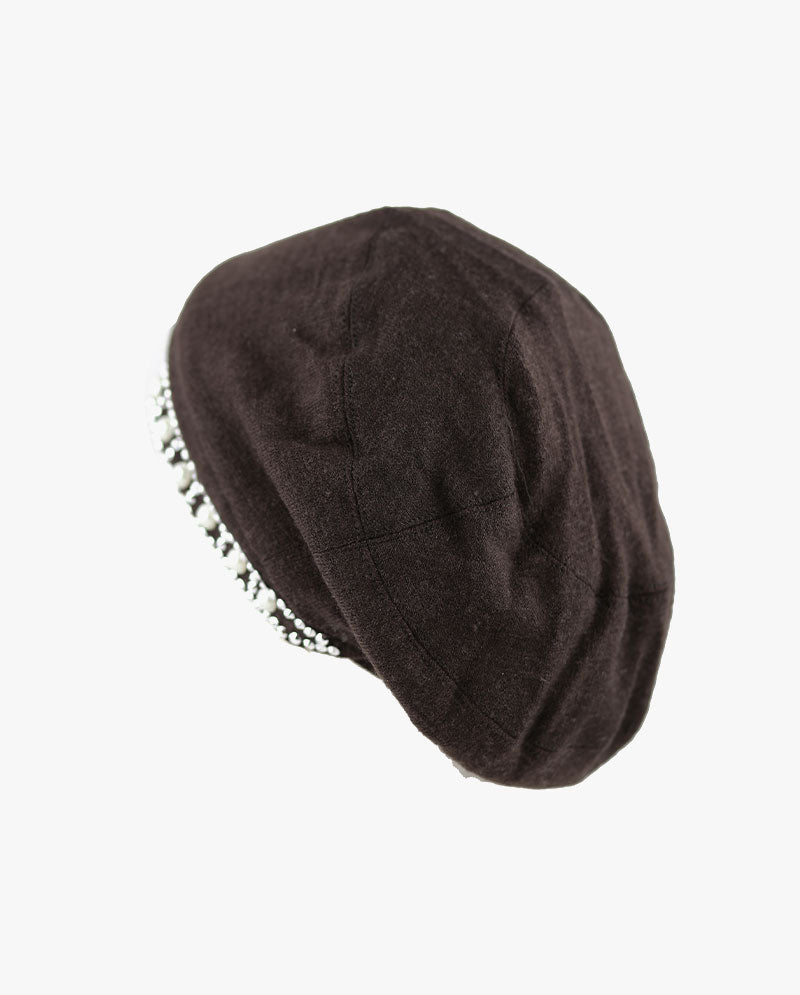 The Hat Depot - Handmade Ribbon Band Baggy Fleece Lined Slouch Beanie Hat