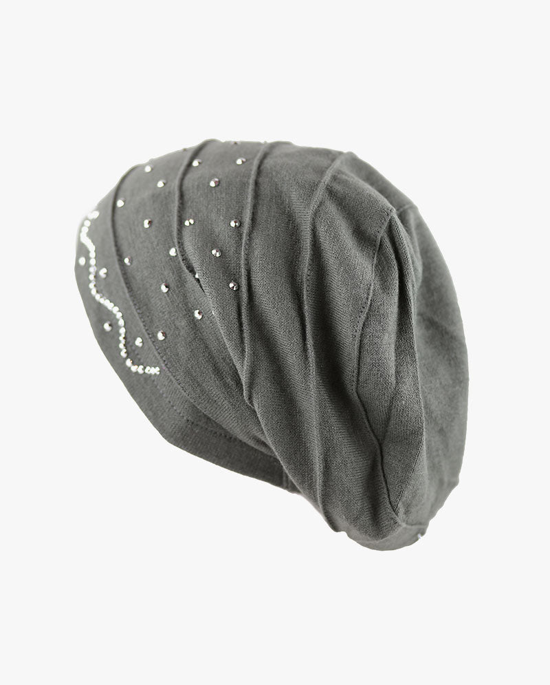 The Hat Depot - Handmade Ribbon Baggy Fleece Lined Slouch Beanie Hat