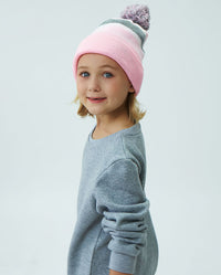 The Hat Depot Kids - Pom Pom Knit Stripe Beanie