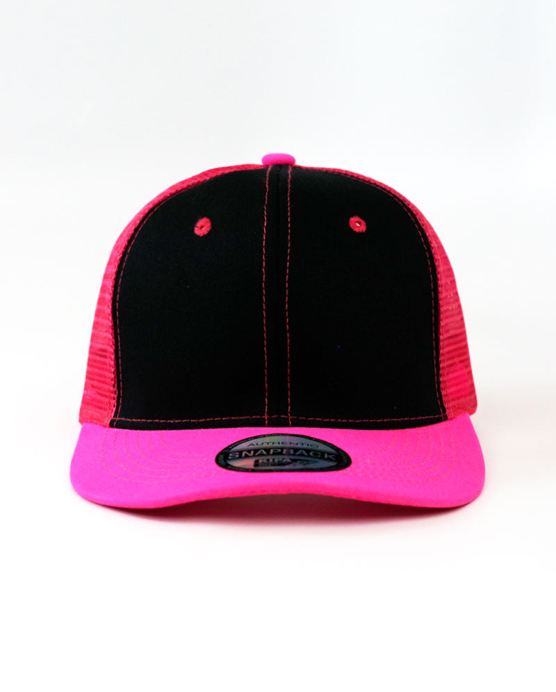 The Hat Depot - Cotton Mesh Back Two Tone Snapback Trucker Cap