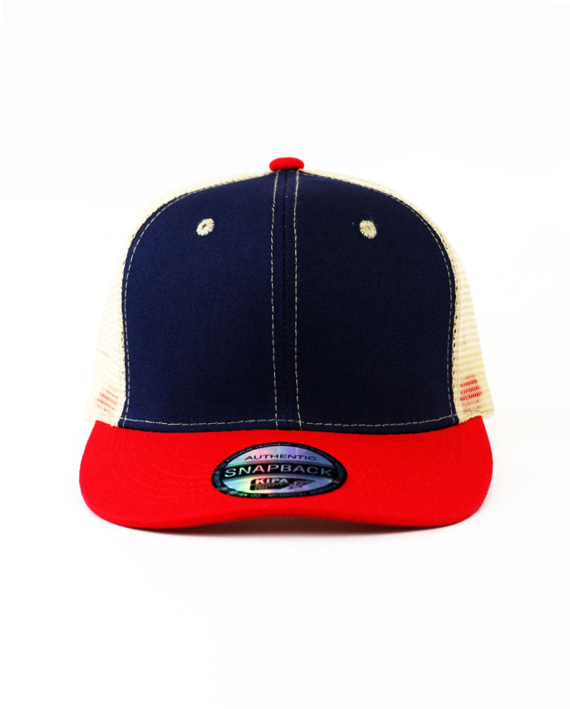 The Hat Depot - Cotton Mesh Back Two Tone Snapback Trucker Cap