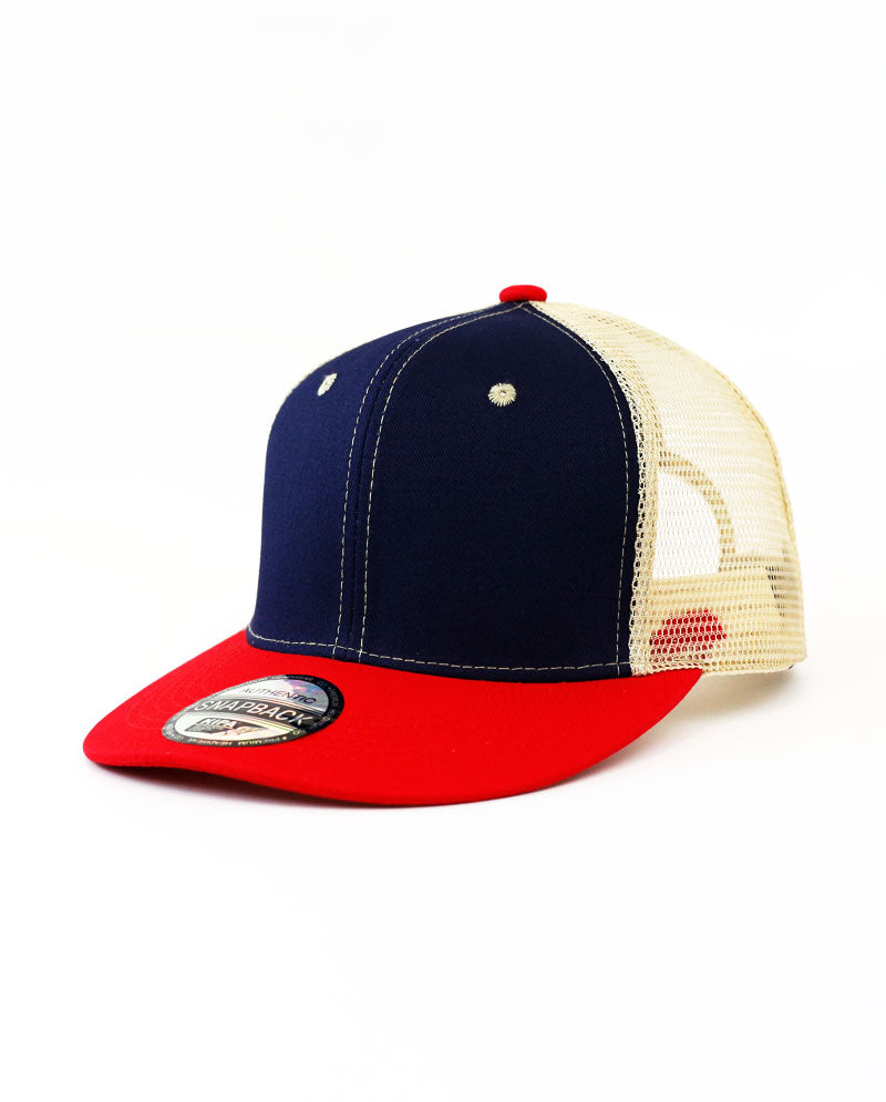 The Hat Depot - Cotton Mesh Back Two Tone Snapback Trucker Cap