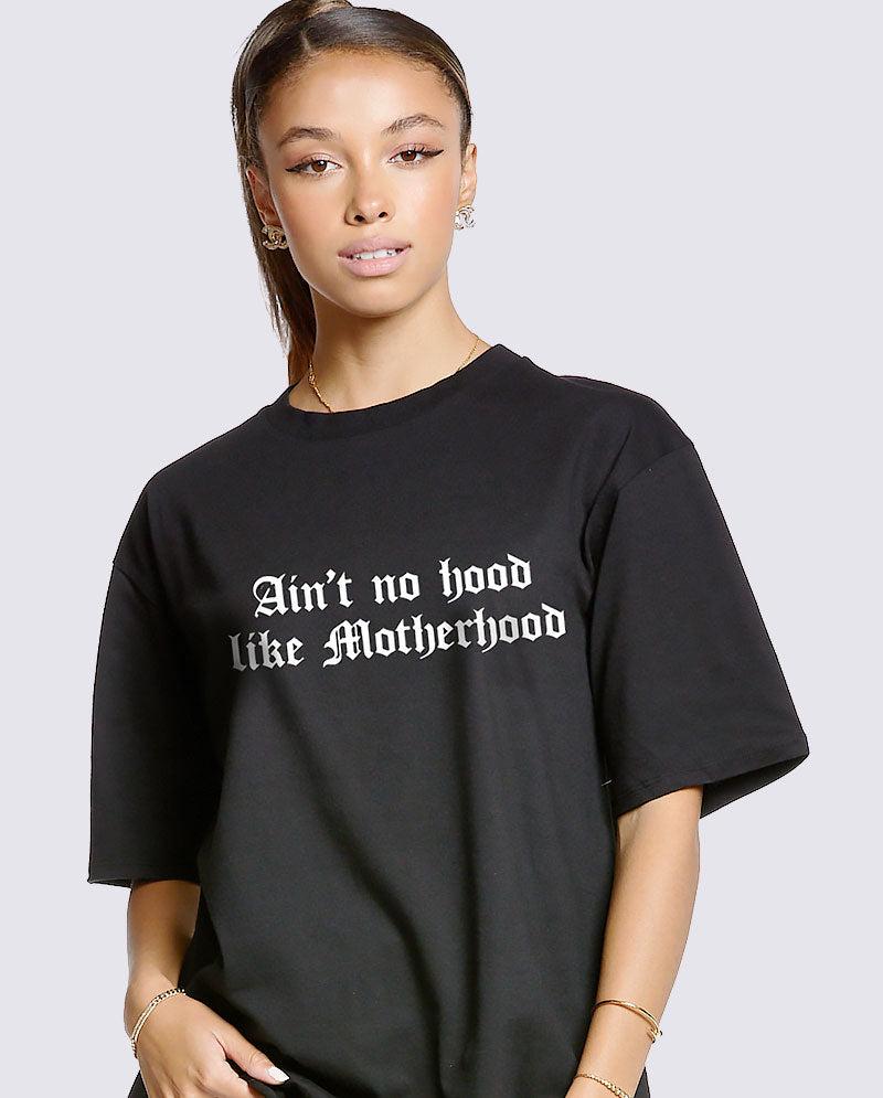 OG - Premium Quality 100% Cotton "No hood like motherhood" Print Screen Cotton Oversize T-Shirt