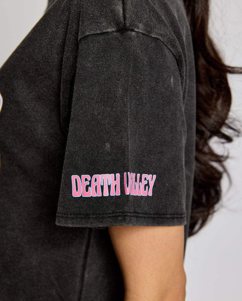 OG - Premium Quality 100% Cotton 'DEATH VALLEY' Mineral Washed Short Sleeve Cropped Tee Raw Edge