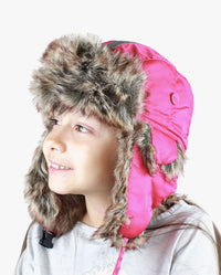 The Hat Depot Kids - Safety Reflective Faux Fur Aviator Trapper