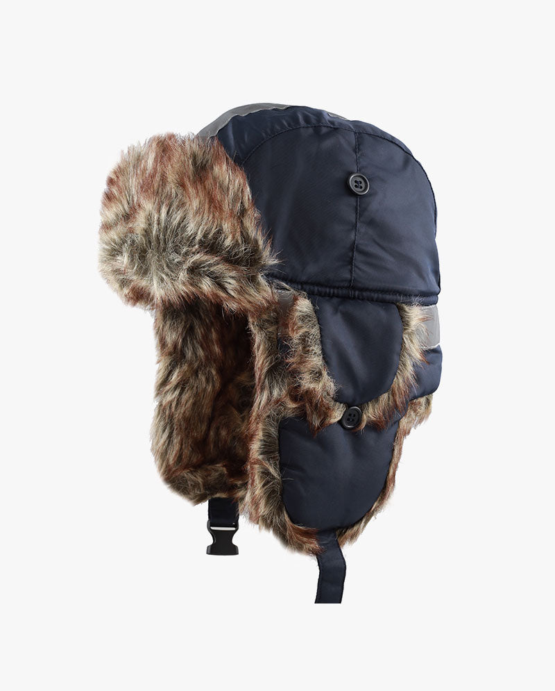 The Hat Depot Kids - Safety Reflective Faux Fur Aviator Trapper