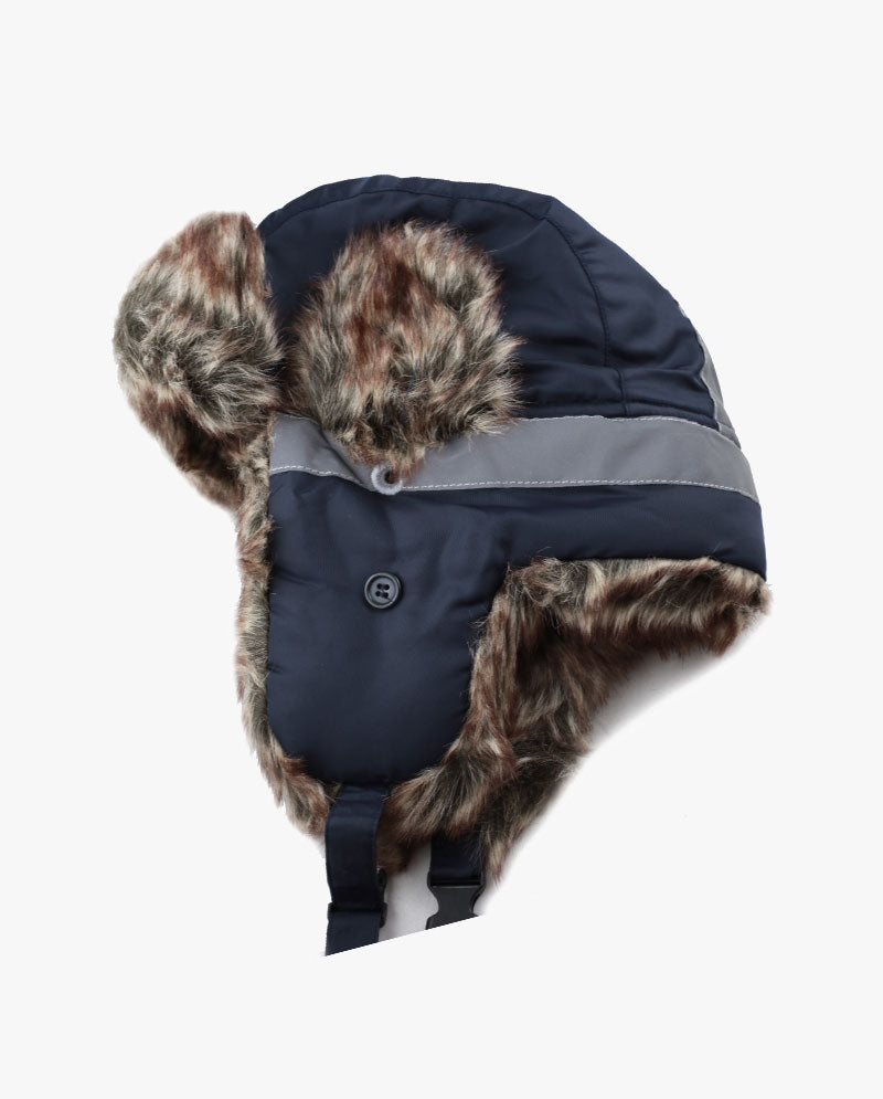 The Hat Depot - Safety Reflective Faux Fur Aviator Trapper