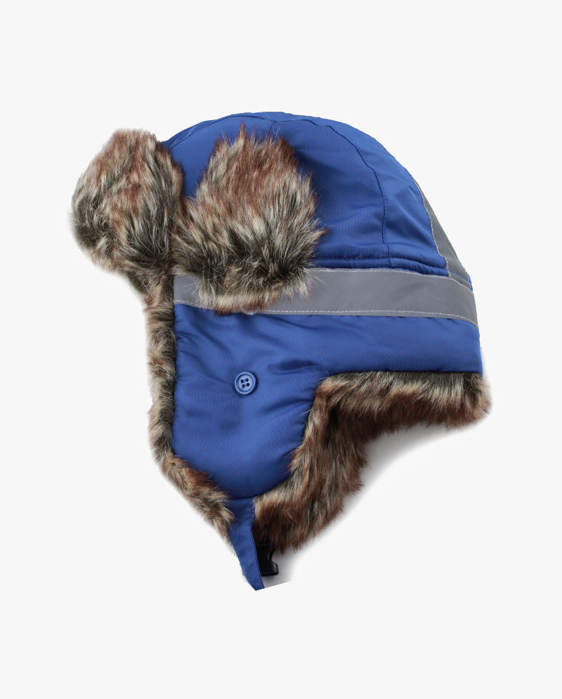 The Hat Depot - Safety Reflective Faux Fur Aviator Trapper